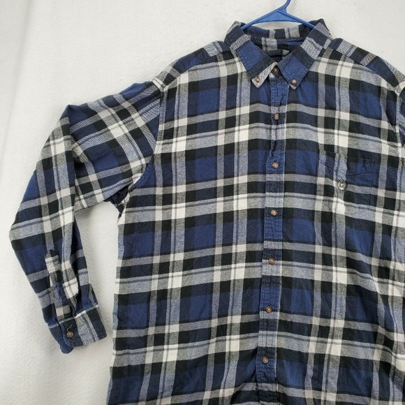 Chaps Shirt Men's Long Sleeve Flannel Button Up Collared Plaid Blue 2XL - Picture 4 of 12
